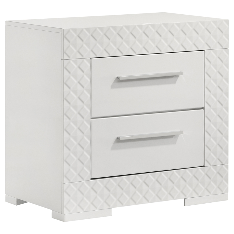 Pemberly Row 4-Piece Queen LED Bedroom Set in White High Gloss