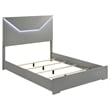 Pemberly Row 4-Piece Queen LED Bedroom Set in Gray High Gloss