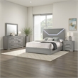 Pemberly Row 4-Piece Queen LED Bedroom Set in Gray High Gloss