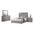 Pemberly Row 4-Piece Queen LED Bedroom Set in Gray High Gloss