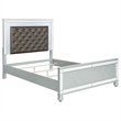 Pemberly Row 4-Piece Queen LED Bedroom Set in Silver Gray Faux Leather