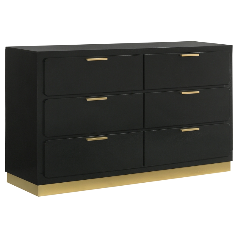 Pemberly Row 4-Piece Queen Bedroom Set with Gold Accents in Black and Gray