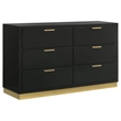 Pemberly Row 5-Piece Queen Bedroom Set with Gold Accents in Black and Gray
