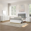 Pemberly Row 4-Piece Queen Bedroom Set with Gold Accents in White and Gray