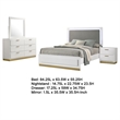 Pemberly Row 4-Piece Queen Bedroom Set with Gold Accents in White and Gray