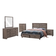 Pemberly Row 5-Piece Queen Storage Bedroom Set in Oak Brown and Dark Bronze