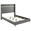 Pemberly Row 4-Piece Queen Bedroom Set with Gray Velvet Wingback in Black