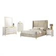 Pemberly Row 5-Piece Queen Bedroom Set with Beige Wingback in White