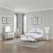 Pemberly Row 5-Piece King Bedroom Set with Ivory Tufted Bed in Silver Oak