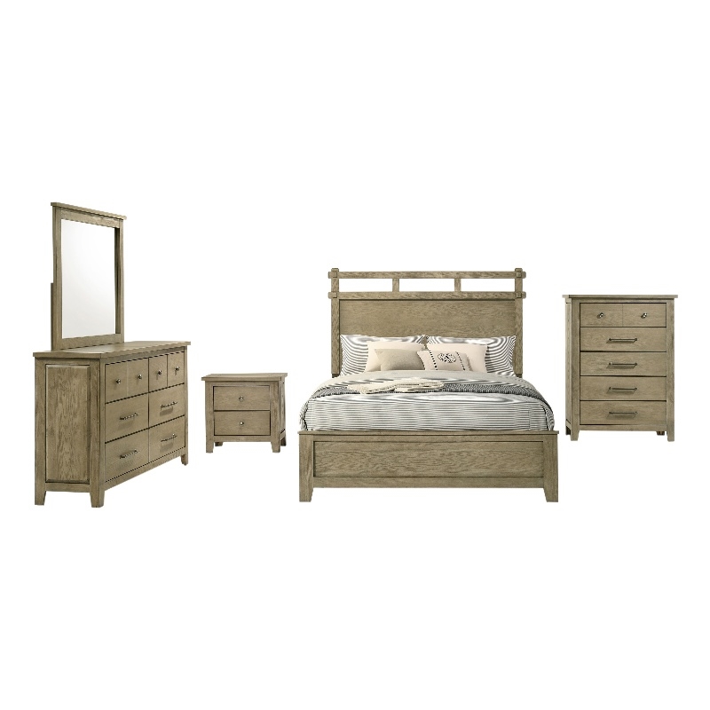 Pemberly Row 5-Piece Queen Bedroom Set in Vineyard Oak Brown