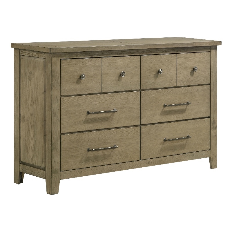 Pemberly Row 6-Drawer Wood Bedroom Dresser Cabinet in Vineyard Oak Brown