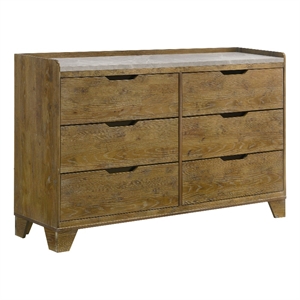 Pemberly Row 6-Drawer Bedroom Dresser Cabinet in Medium Oak Brown