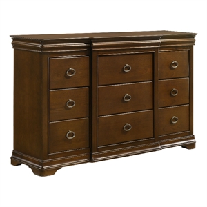 Pemberly Row 11-Drawer Bedroom Dresser Cabinet in Brown Cherry