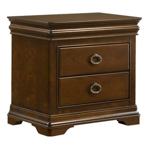 Pemberly Row 3-Drawer Nightstand Bedside Table in Brown Cherry