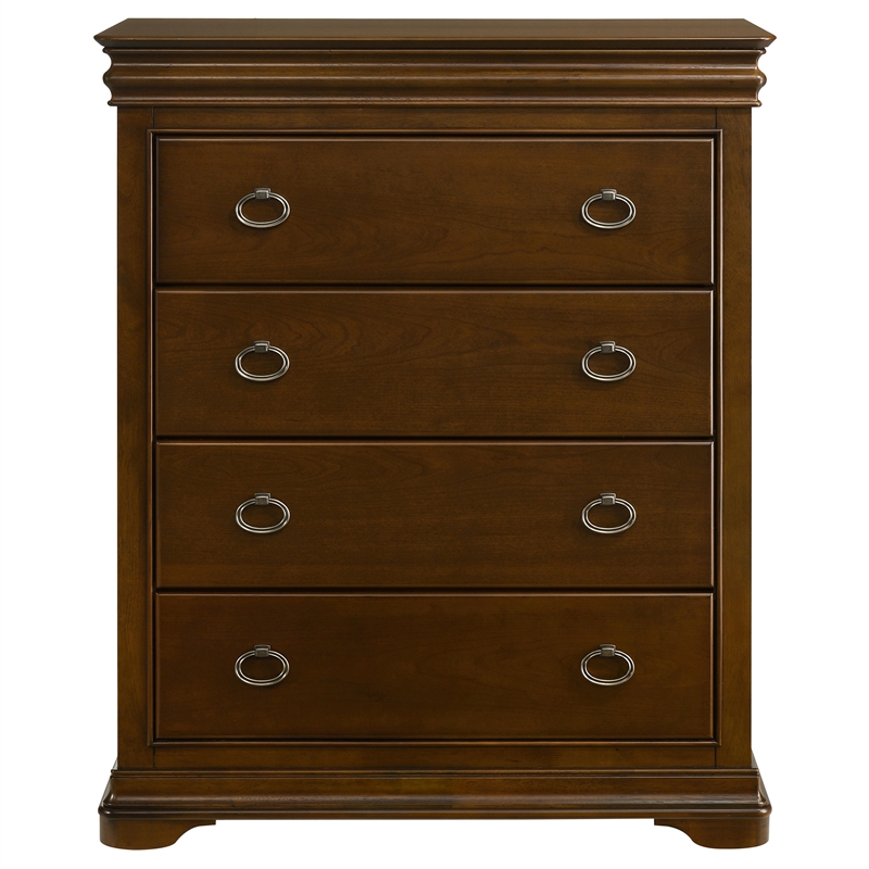 Pemberly Row 4-Drawer Traditional Bedroom Chest in Brown Cherry