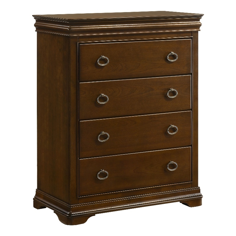 Pemberly Row 4-Drawer Traditional Bedroom Chest in Brown Cherry