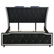 Pemberly Row California King LED Velvet Wingback Bed in Black
