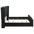 Pemberly Row California King LED Velvet Wingback Bed in Black