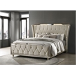 Pemberly Row California King LED Velvet Wingback Bed in Ivory and Camel