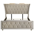 Pemberly Row California King LED Velvet Wingback Bed in Ivory and Camel