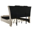 Pemberly Row California King LED Velvet Wingback Bed in Ivory and Camel
