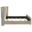 Pemberly Row California King LED Velvet Wingback Bed in Ivory and Camel