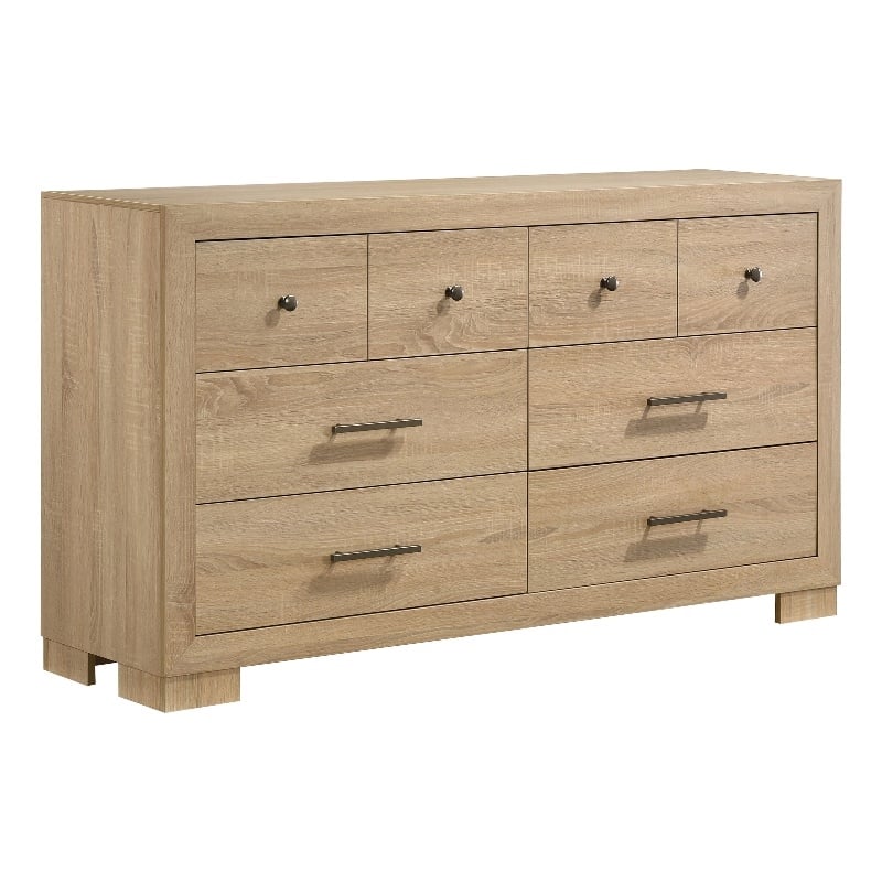 Pemberly Row 6-Drawer Bedroom Dresser Cabinet in Light Oak Brown