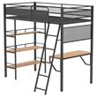 Pemberly Row 3-Shelf Transitional Steel Twin Workstation Loft Bed in Black