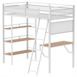 Pemberly Row 3-Shelf Transitional Steel Twin Workstation Loft Bed in White