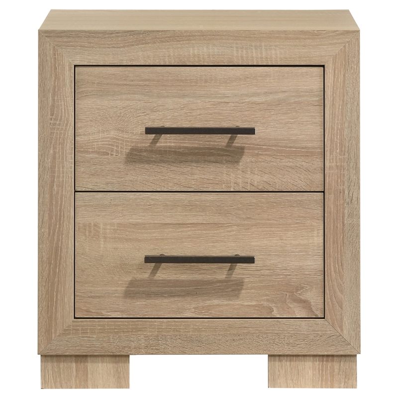 Pemberly Row 2-Drawer Bedroom Nightstand with Casters in Light Oak