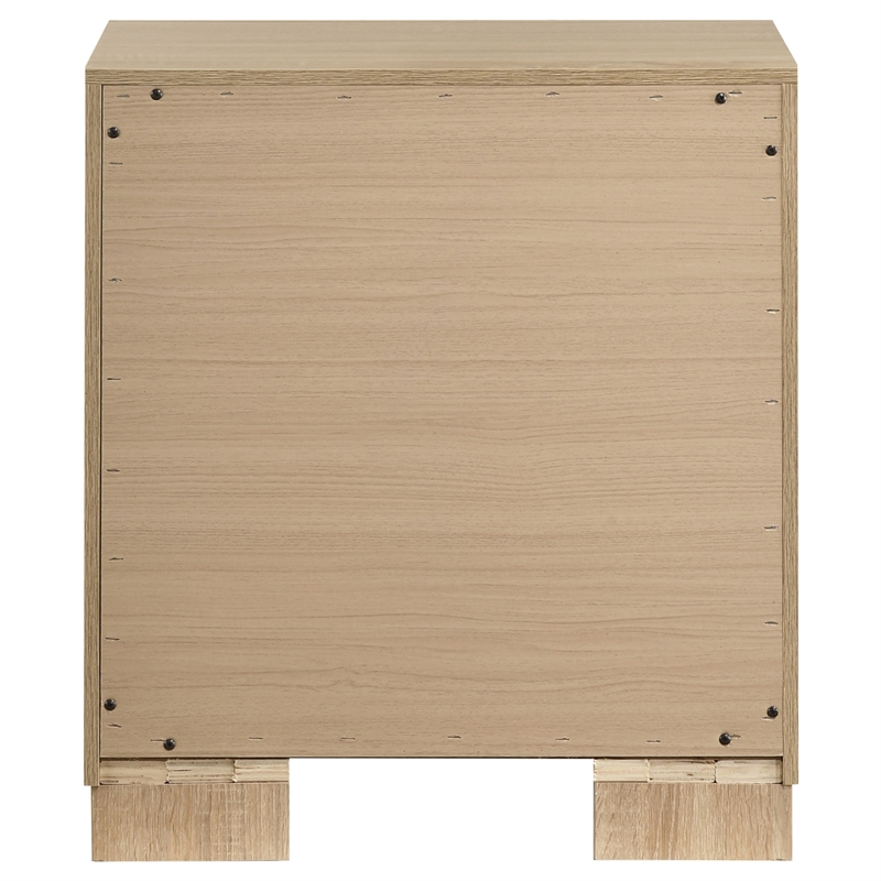 Pemberly Row 2-Drawer Bedroom Nightstand with Casters in Light Oak