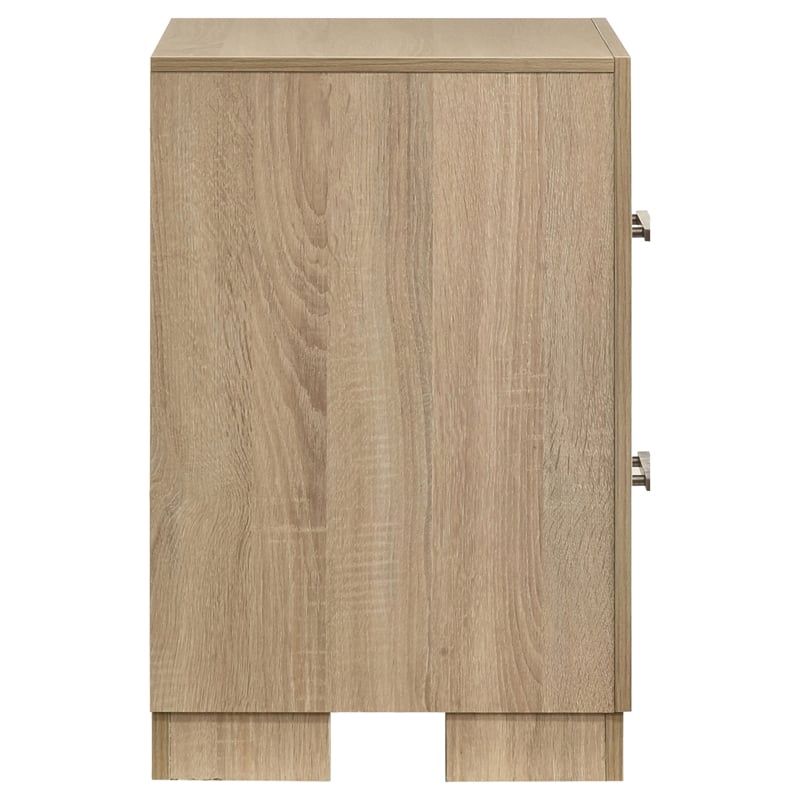 Pemberly Row 2-Drawer Bedroom Nightstand with Casters in Light Oak