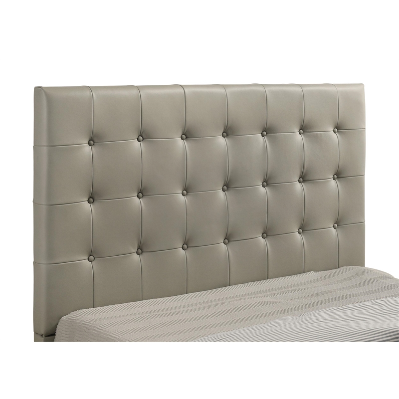 Pemberly Row Transitional Genuine Leather Queen Platform Bed in Tan