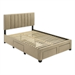 Pemberly Row 4-Drawer Fabric Upholstered Full Storage Bed in Brown