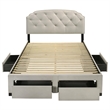 Pemberly Row 4-Drawer Upholstered Velvet Queen Storage Bed in Cream
