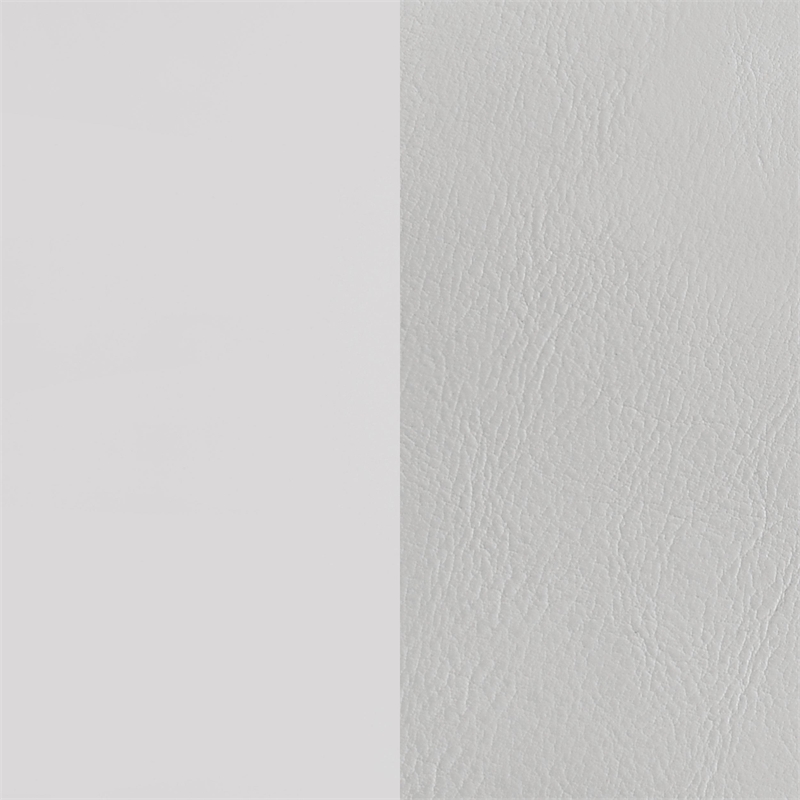 Pemberly Row Faux Leather Eastern King LED Panel Bed in White High Gloss