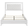 Pemberly Row Faux Leather Queen LED Panel Bed in White High Gloss