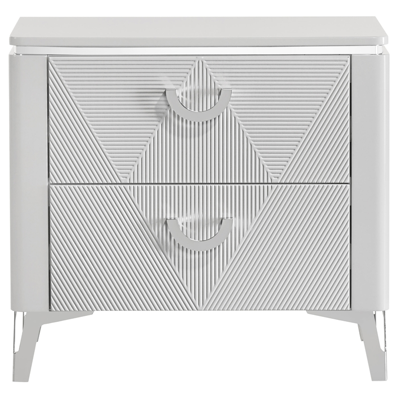 Pemberly Row 2-Drawer Nightstand Bedside Table in White High Gloss