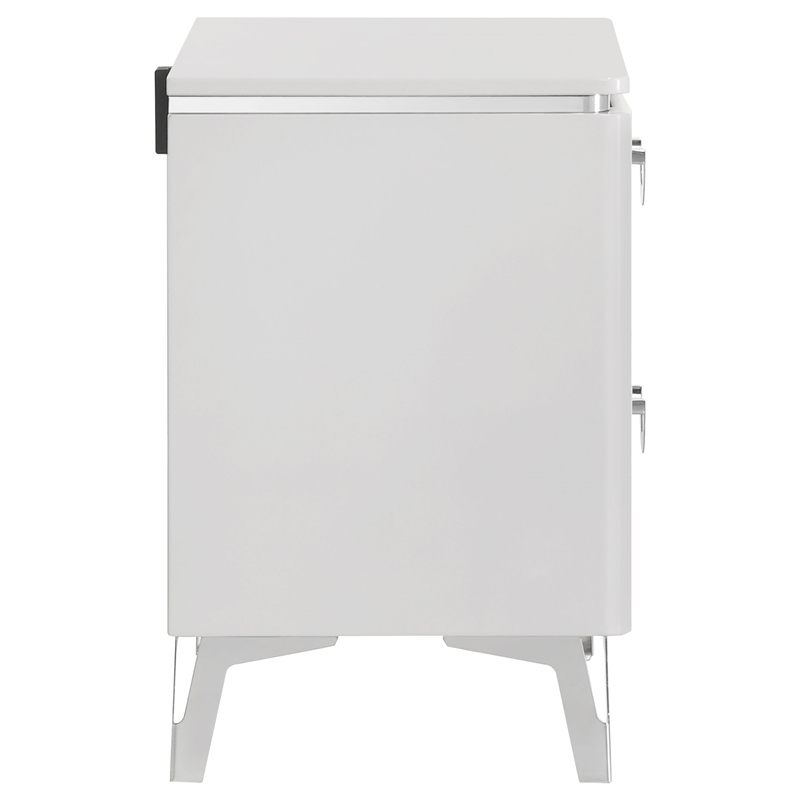 Pemberly Row 2-Drawer Nightstand Bedside Table in White High Gloss