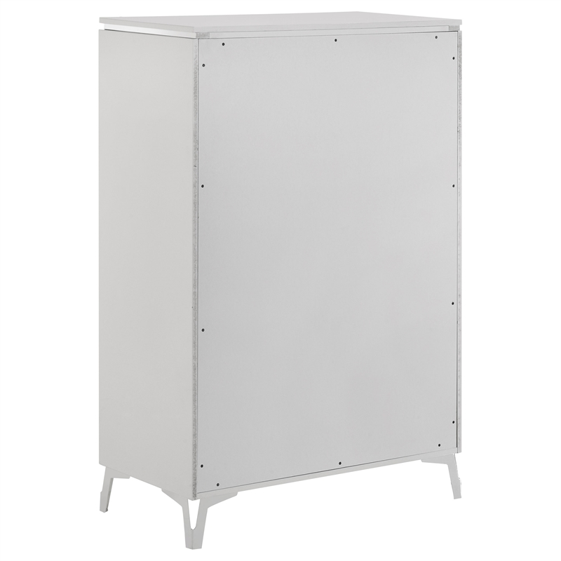 Pemberly Row 5-Piece Eastern King LED Bedroom Set in White High Gloss