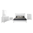 Pemberly Row 5-Piece Eastern King LED Bedroom Set in White High Gloss