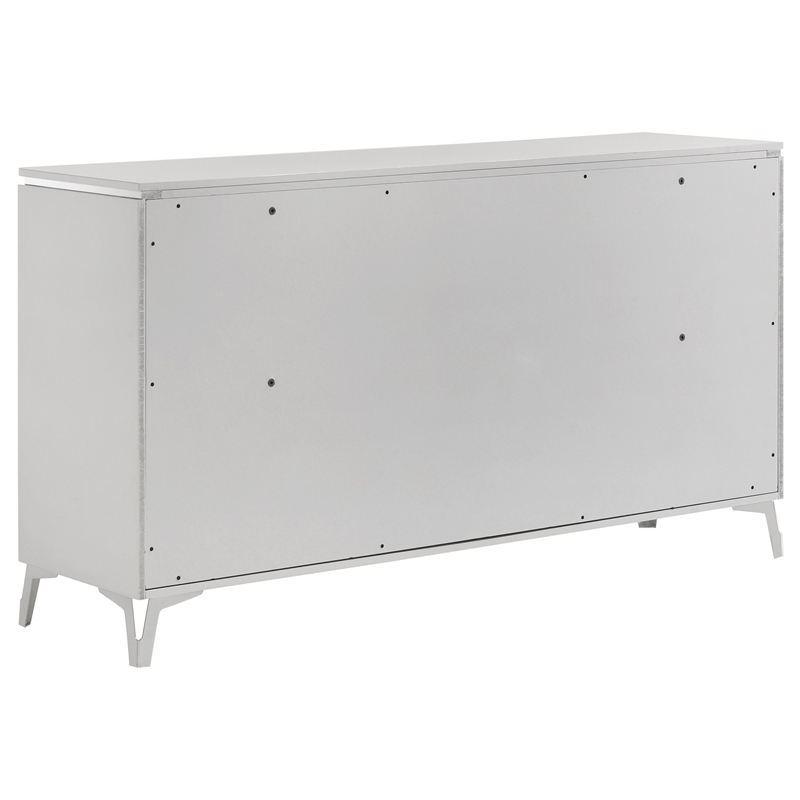 Pemberly Row 5-Piece Queen LED Bedroom Set in White High Gloss