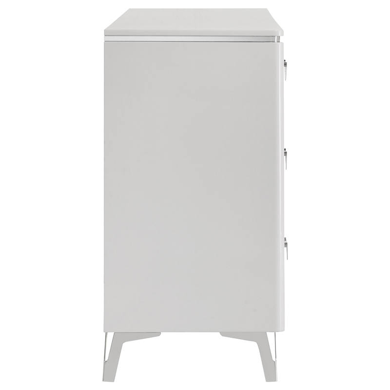 Pemberly Row 6-Drawer Bedroom Dresser Cabinet in White High Gloss