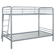 Pemberly Row Transitional Steel Twin Over Twin Bunk Bed in Glossy Silver