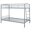 Pemberly Row Transitional Steel Twin Over Twin Bunk Bed in Glossy Silver