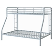 Pemberly Row Transitional Steel Twin Over Full Bunk Bed in Glossy Silver