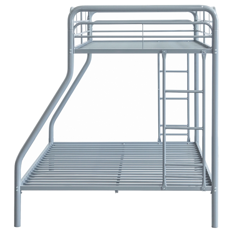 Pemberly Row Transitional Steel Twin Over Full Bunk Bed in Glossy Silver