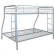 Pemberly Row Transitional Steel Twin Over Full Bunk Bed in Glossy Silver