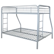 Pemberly Row Transitional Steel Twin Over Full Bunk Bed in Glossy Silver