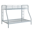 Pemberly Row Transitional Steel Twin Over Full Bunk Bed in Glossy Silver